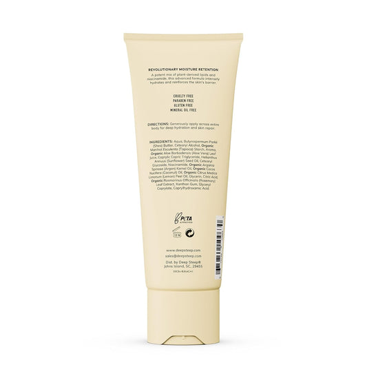 Deep Steep Body Lotion, Lemon Cream, 8 Oz – Moisturizer With Coconut Oil, Shea Butter, Argan Oil, Aloe Vera & Niacinamide – Vegan, Clean Beauty, Daily Skin Hydration