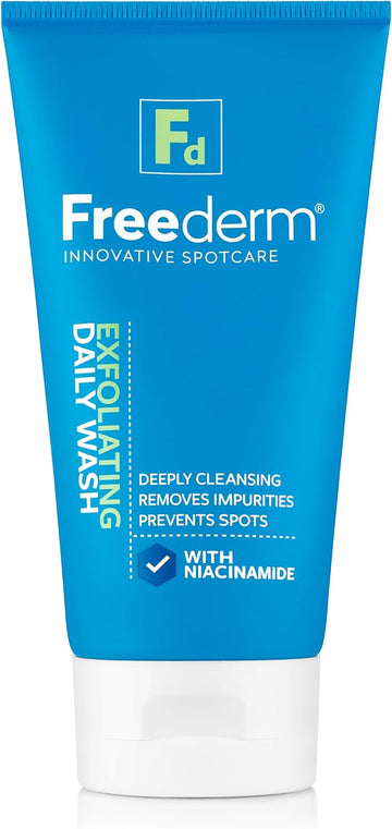 Freederm Exfoliating Daily Face Wash For Spot Prone Skin To Remove Excess Oil And Dirt. Prevents Spots. With Niacinamide, 150Ml Tube