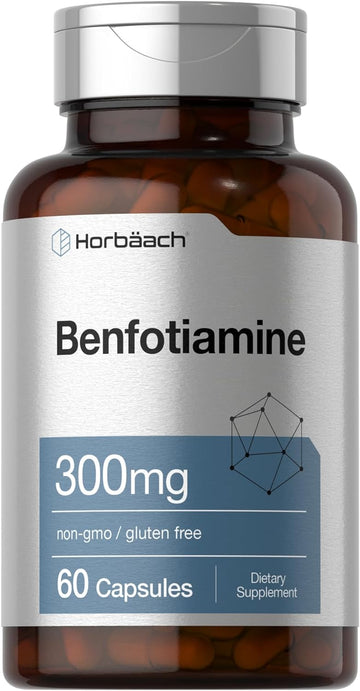 Horbäach Benfotiamine 300Mg | 60 Capsules | Non-Gmo, Gluten Free Supplement