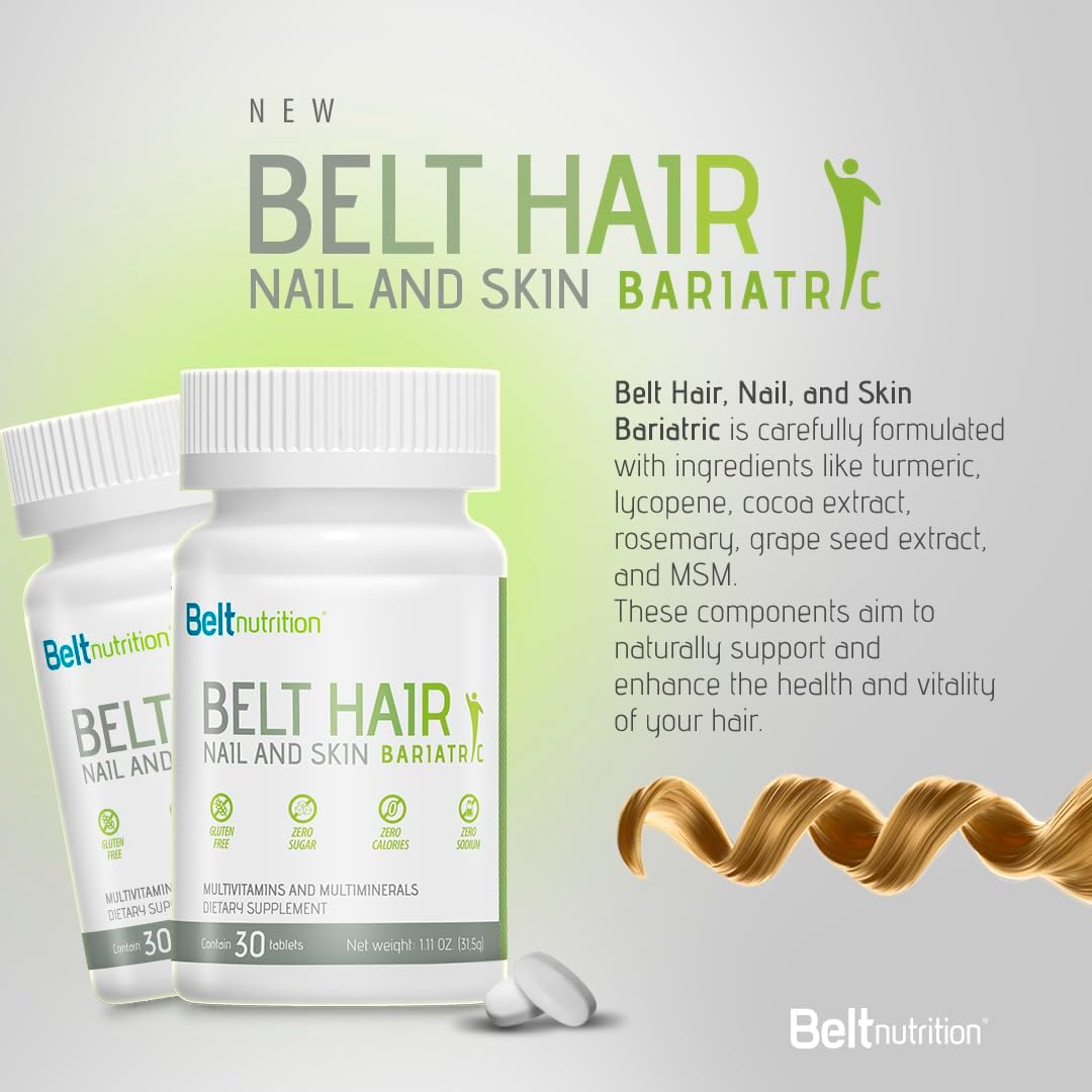 Belt Hair, Nail, and Skin Bariatric (Gastric Bypass, Sleeve Gastrectomy) Multivitamin and Multimineral Tables - No Flavor - 1 Month Supply : Health & Household