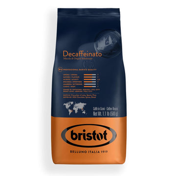 Bristot Decaf Italian Coffee Beans | Italian Espresso Beans Whole | Medium Roast | 1.1 Lb/500G