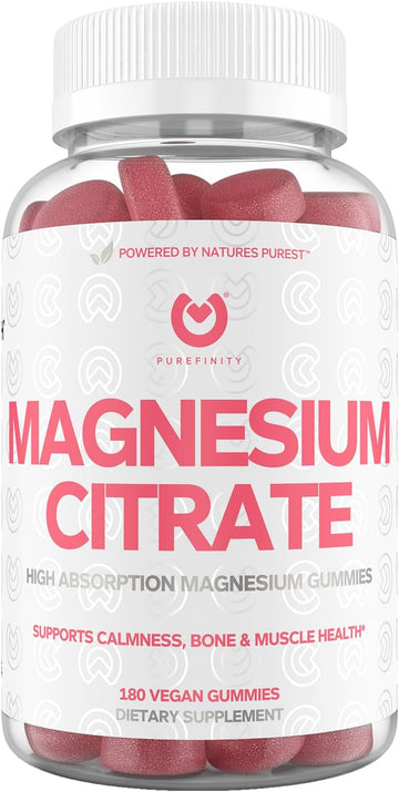 Magnesium Gummies ? 600mg Magnesium Citrate Gummy, High Absorption & Bioavailable for Improved Rest & Cardiovascular Health ? Vegan, Non-GMO & Allergen Free - 180 Gummies (3 Month Supply)