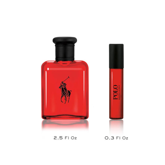 Ralph Lauren - Polo Red - Eau De Toilette - Men'S Cologne Gift Set- Fresh Daring Woody Spicy Scent - Full Size, 2.5 Fl Oz & Travel Size, 0.3 Fl Oz