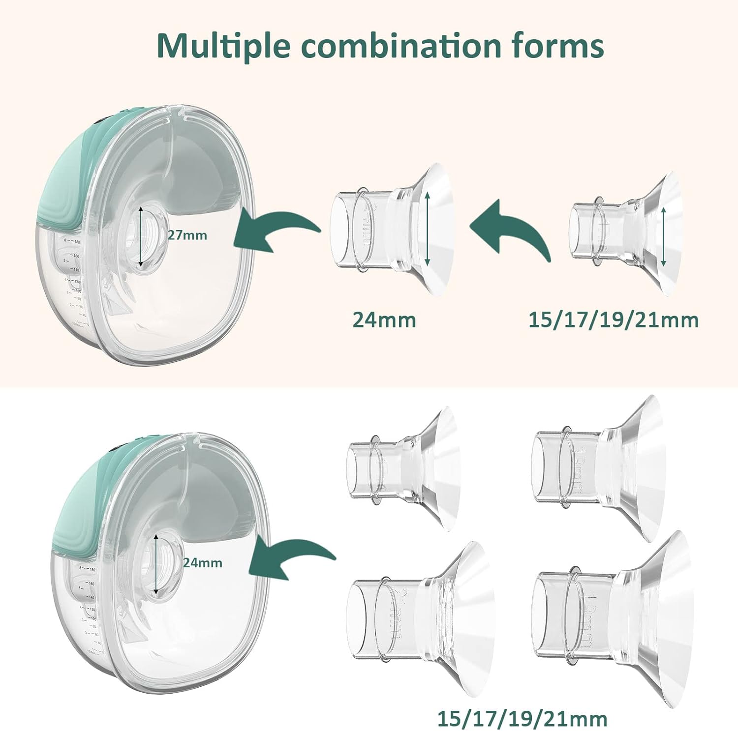 MomMed Flange Inserts 19mm for MomMed/Momcozy/Tsrete 24mm Breast Shields/Flange, 19mm Flange to Reduce 24mm Nipple Tunnel Down to 19 mm, 2Pack : Baby