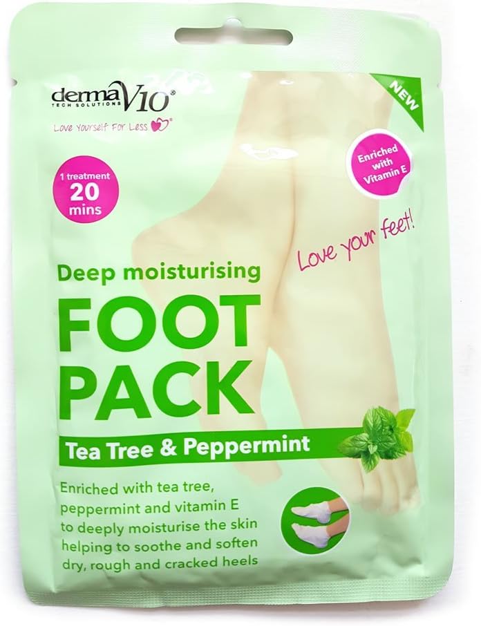 Derma V10 Deep Moisturising Foot Pack Tea Tree & Peppermint (2)