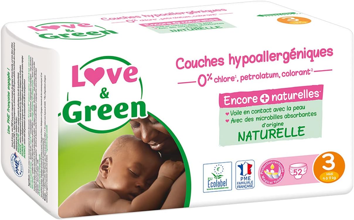 Love & Green Ecological Nappies, 1 Pack Of 52 Nappies