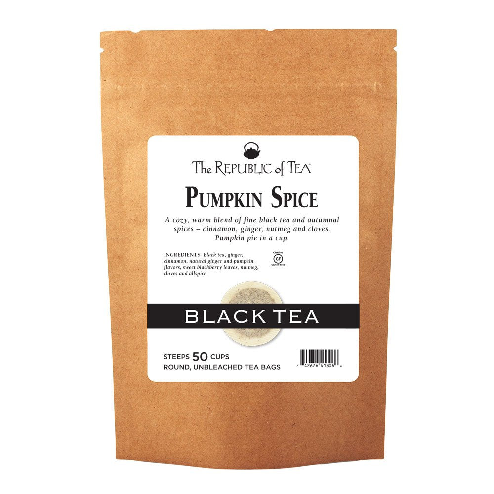 The Republic Of Tea Pumpkin Spice Black Tea, 50 Tea Bags, Autumnal Spice Blend