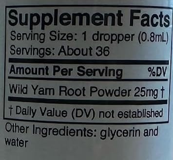 Wild Yam Root Extract Liquid – Natural Female Balance Supplement – Cold Pressed Menopausal Support or PMS Support Supplement for Women, 1 Fl Oz