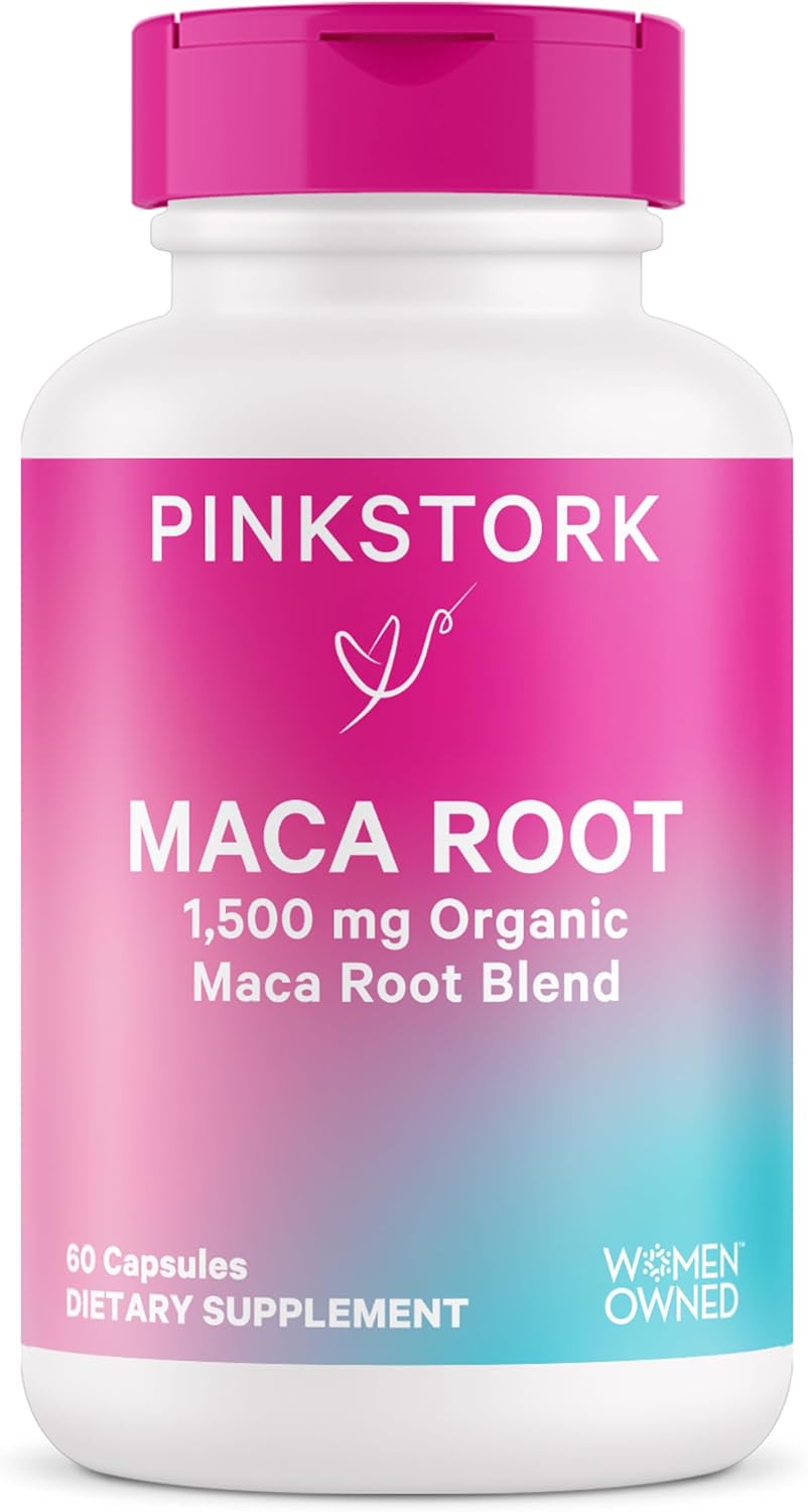 Pink Stork Maca Root Capsules For Women - Fertility Supplements For Women With 1500 Mg Organic Maca Root + Black Pepper To Support Hormone Balance & Conception - 60 Capsules, Vegan
