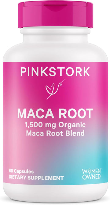 Pink Stork Maca Root Capsules For Women - Fertility Supplements For Women With 1500 Mg Organic Maca Root + Black Pepper To Support Hormone Balance & Conception - 60 Capsules, Vegan