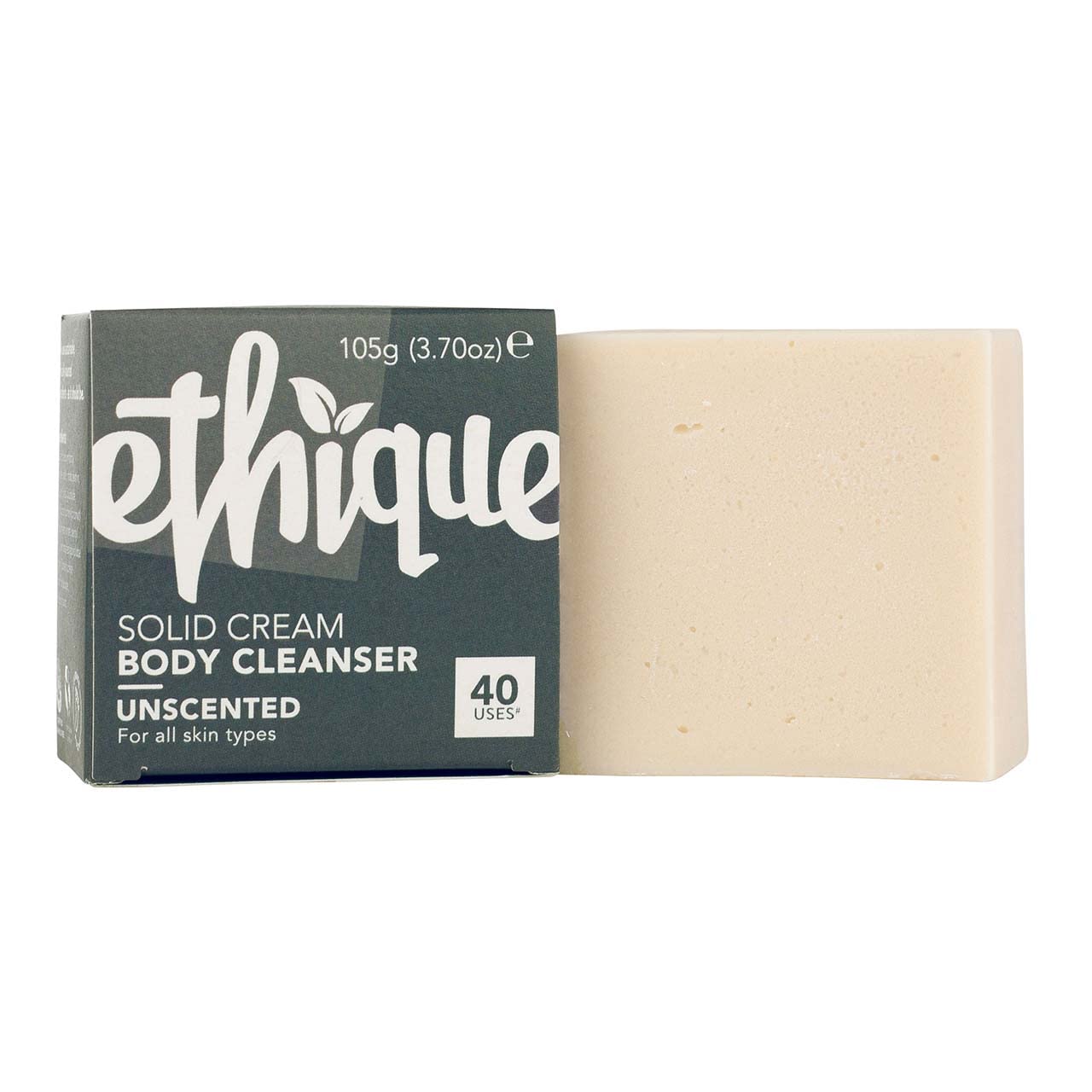 Ethique Unscented Solid Cream Body Cleanser - Body Wash for Dry and Sensitive Skin - Plastic-Free, Vegan, Cruelty-Free, Eco-Friendly, 3.7 oz (Pack of 1)