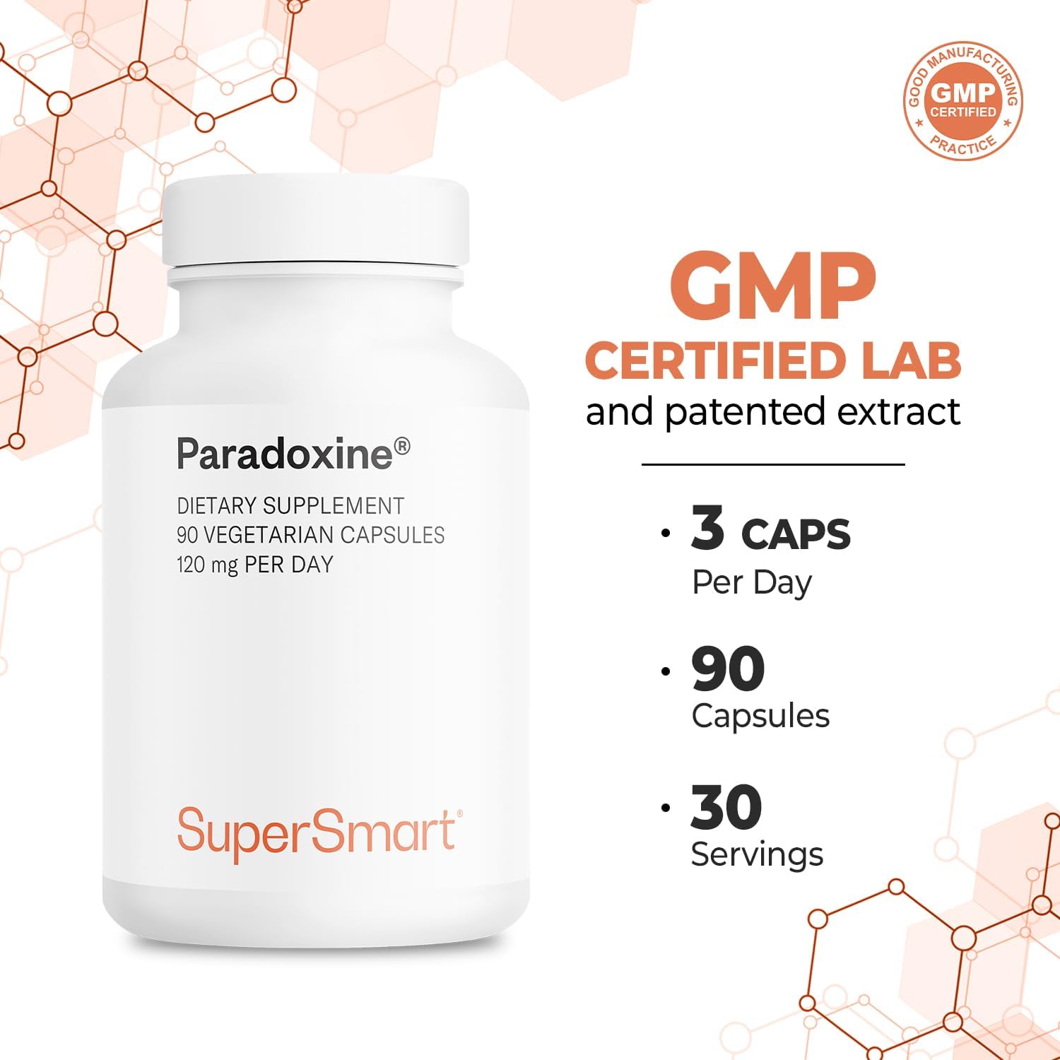 Supersmart - Paradoxine 120Mg Per Day - Grains Of Paradise Supplement (Aframomum Melegueta) With 6-Paradol | Non-Gmo & Gluten Free - 90 Vegetarian Capsules : Health & Household