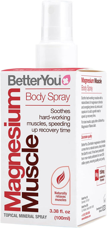 Betteryou Magnesium Muscle Body Spray, Sports Recovery, Natural Source Of Magnesium Chloride, Helps Reduce Recovery Time And Soothes Hard-Working Muscles, 100Ml (600 Sprays) (Pack Of 5)