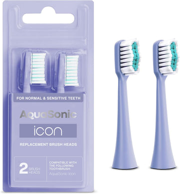 Aquasonic Icon Replacement Brush Heads | Compatible With Aquasonic Icon Toothbrush | 2 Brush Heads | For Normal & Sensitive Teeth (Blush)