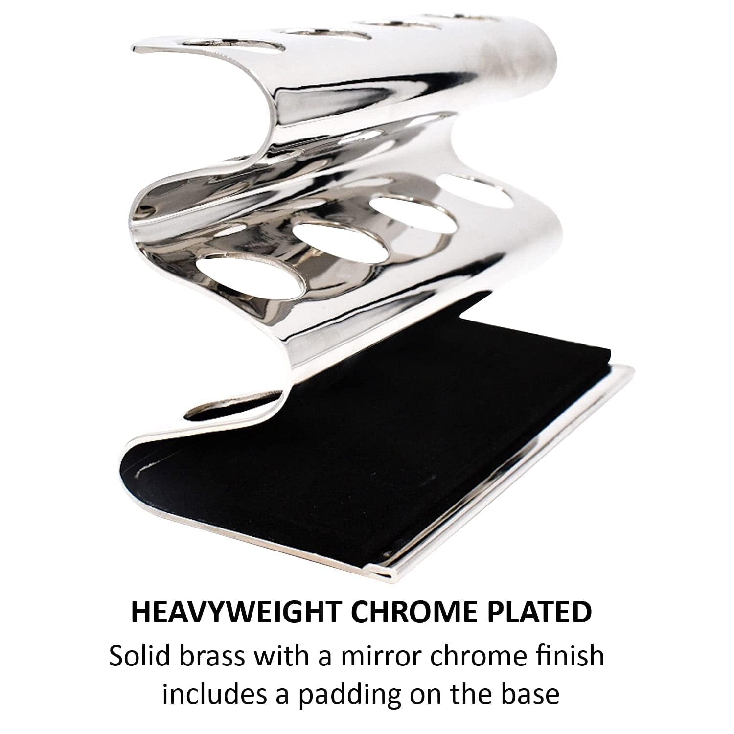 Parker Double Edge Razor Stand - Solid Brass With Mirror Chrome Finish -Holds 4 Razors - Parker Stand With Padded Base - Excellent Storage For Long Handled Double Edge Safety Razors : Beauty & Personal Care