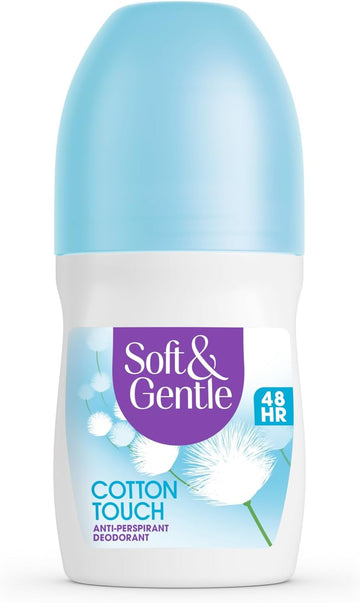 Soft & Gentle Cotton Touch Womans Anti-Perspirant Deodorant Roll-On 50Ml, 48H Sweat & Odour Protection, Alcohol Free, Gentle On Skin, Floral Scent, Long-Lasting Fragrance, No White Marks