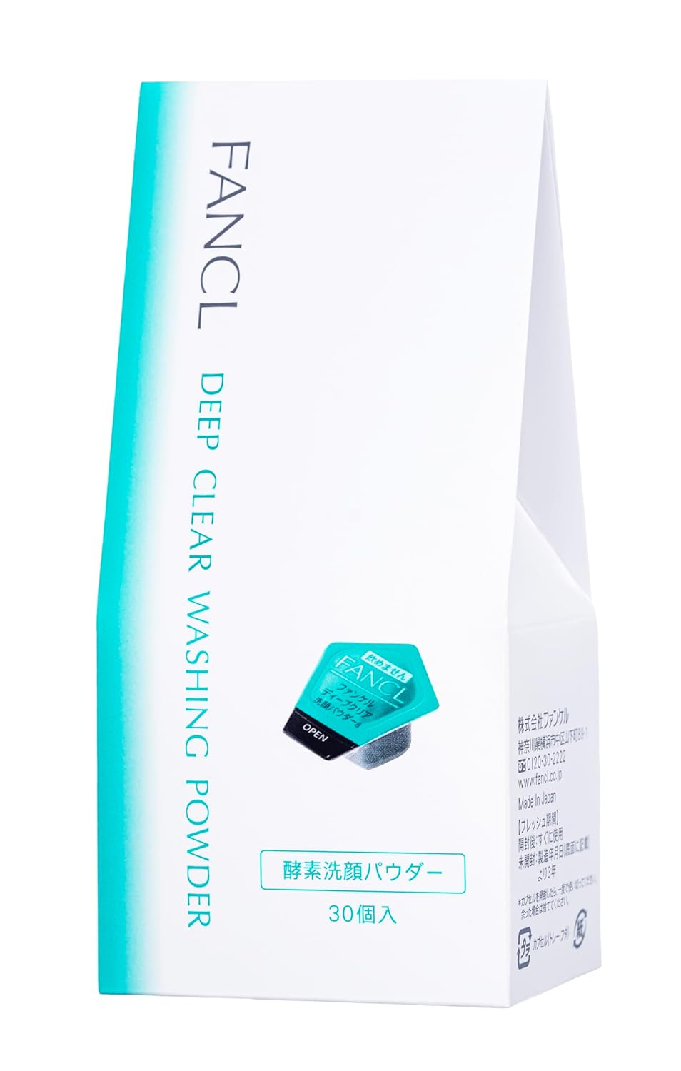 Fancl Deep Clear Washing Powder – Japanese Facial Cleanser, Exfoliating Face Wash With Charcoal Enzymes, Luxurious Foaming Lather, Hydrating, Additive-Free, All Skin Types, Net Content 30Pcs