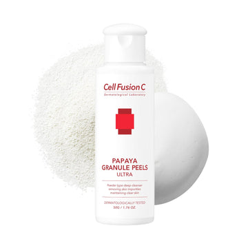 Cell Fusion C Papaya Granule Peels Ultra, Powder Face Wash For Sensitive Skin With Papaya Enzyme, Clarifies And Cleanses For Smoother, Even Skin, 1.76 Oz