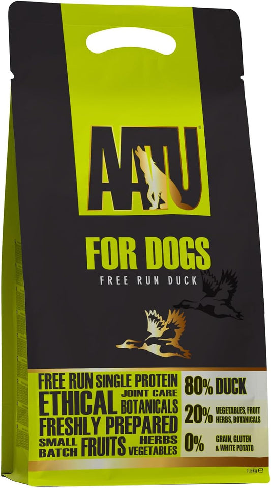 AATU 80/20 Complete Dry Dog Food, Duck 1.5kg - Dry Food Alternaitve to Raw Feeding, High Protein. No Nasties, No Fillers?AD1