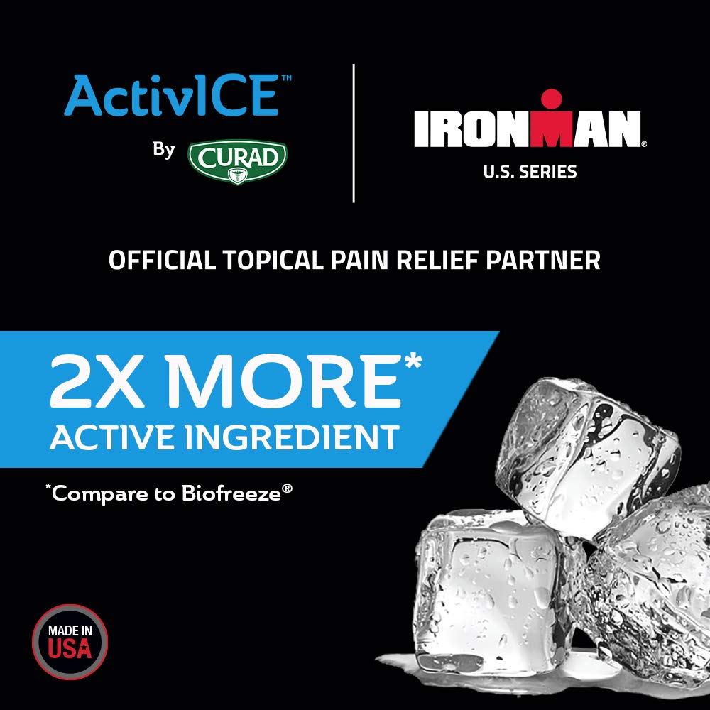 Curad IRONMAN ActivICE Roll-On Cooling Gel, Topical Pain Relief for Arthritis, Joint, Muscle, Back & Body Aches & Pain, 3 oz (1 count) : Health & Household