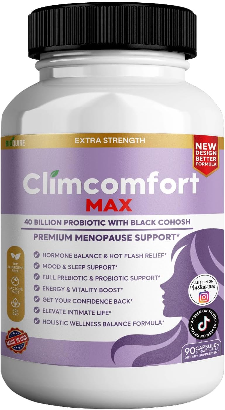 Climcomfort Max Menopause Support, 40 Billion Probiotic With Black Cohosh, 90 Capsules, Hormone Balance And Hot Flash Relief (2)