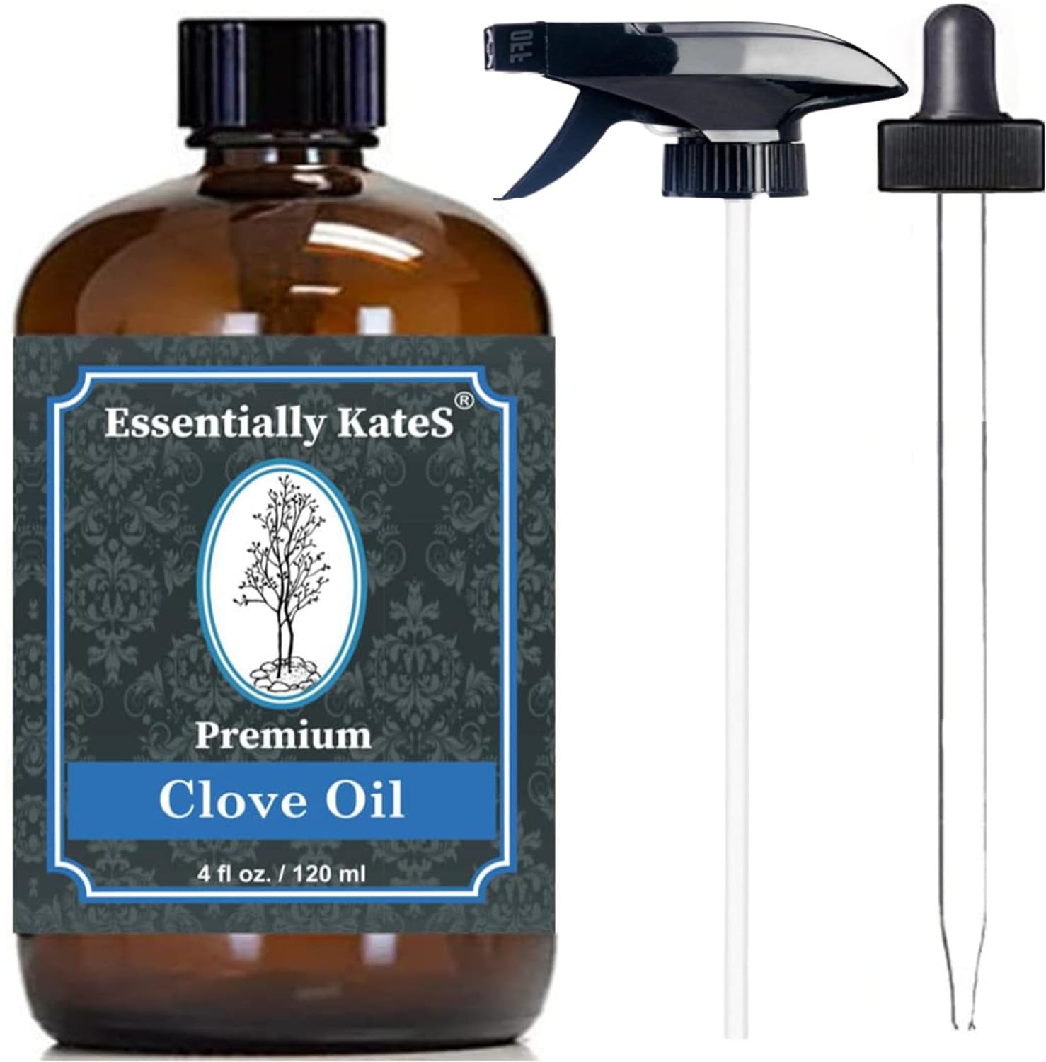 Clove Oil 4 Oz With Sprayer And Dropper- 100% Pure And Natural - Hair Care, Skin Care, Diffuser, Garden, And Aromatherapy