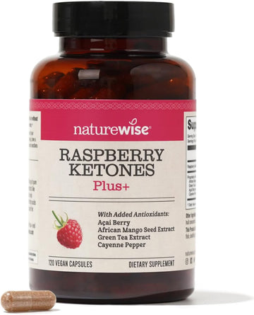 Naturewise Raspberry Ketones Plus - Advanced Ketones In Raspberry Blend Supports Antioxidant Health, Boosts Energy, Supports Weight Targets Vegan & Gluten-Free (120 Veggie Capsules)