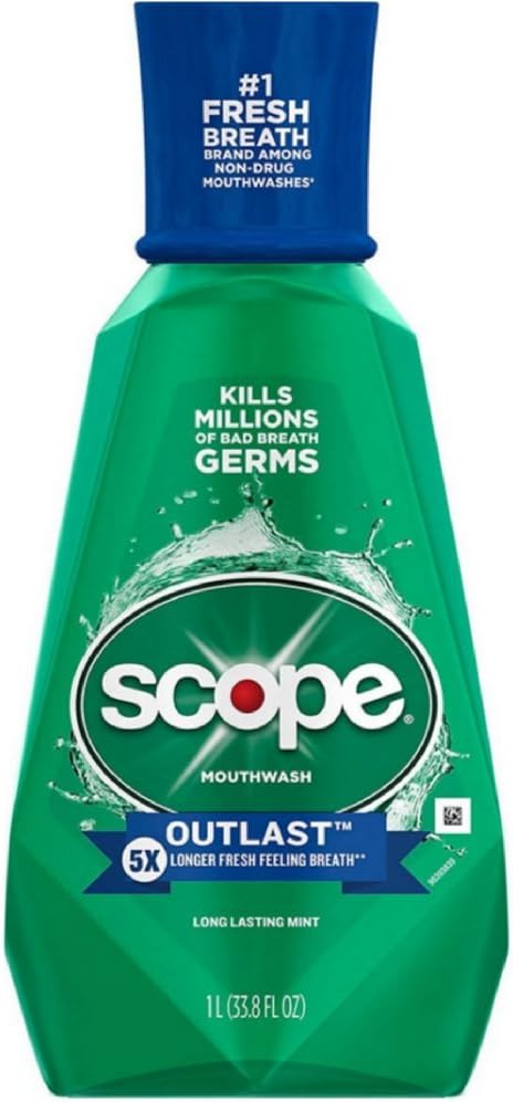 Crest Plus Scope Outlast Mouthwash, Mint, 33.8 Oz - 2Pc