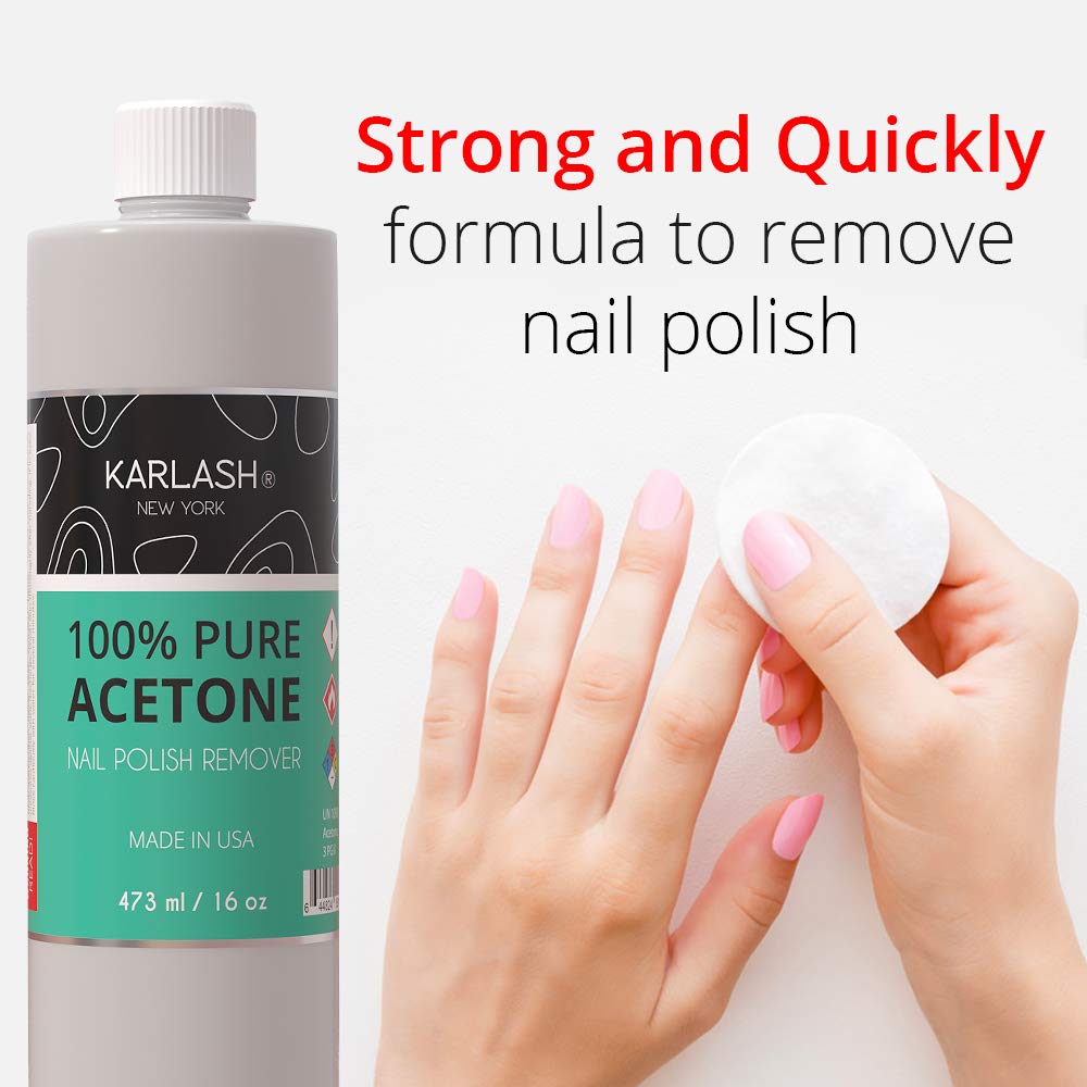 Karlash Professional 100% Pure Acetone Polish Nail Remover 16 Fl Oz - Quick, Professional Nail Polish Remover - For Natural, Gel, Acrylic, Sculptured Nails (16 Fl Oz) : Beauty & Personal Care