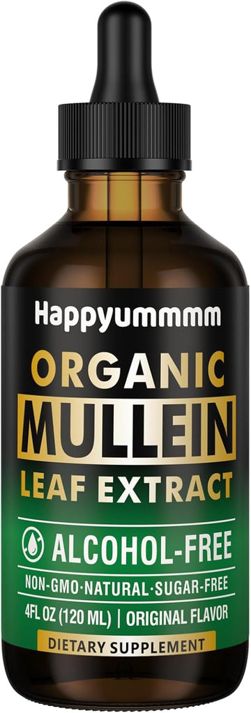Mullein Drops For Lungs Cleanse,Vegan Mullein Leaf Extract Tincture With Chlorophyll, Support Immune,Respiratory - 4 Fl Oz (120 Ml)