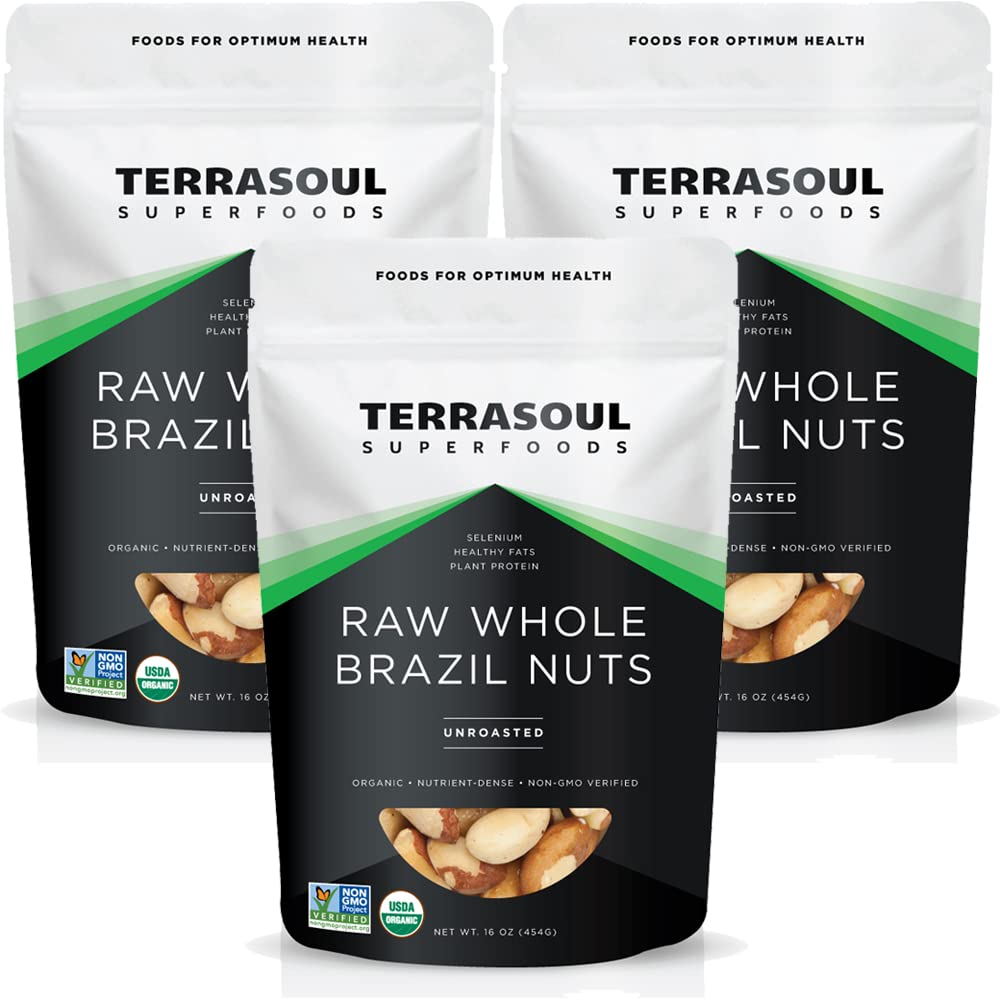 Terrasoul Superfoods Organic Brazil Nuts 3Lb Bundle (3-1Lb Resealable Packages)