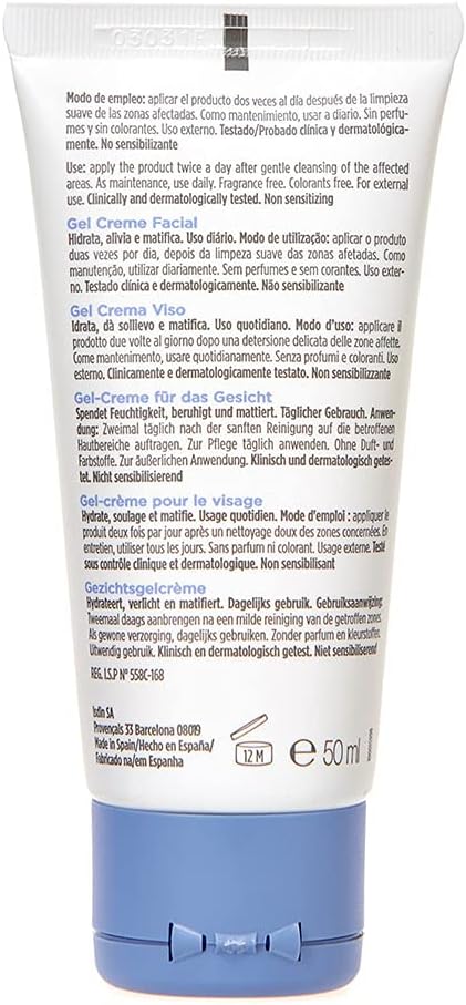 ISDIN Nutradeica Facial Gel Cream 50ml | For Seborrheic Skin | Hydrates, Soothes and Matifies skin