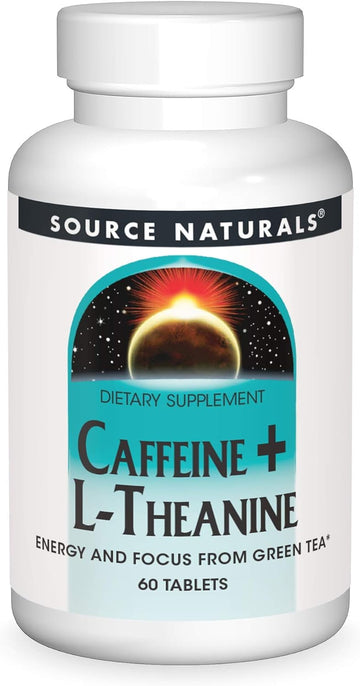 Source Naturals Caffeine + L-Theanine, Energy and Focus Support from Green Tea* - 60 Tablets