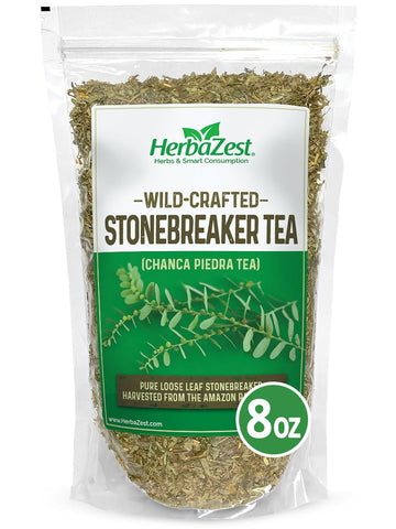 HerbaZest Chanca Piedra Tea (Stonebreaker/Stone Breaker) - 8oz (225g) - Premium Wild-Crafted & 100% Pure Loose Leaves & Stems