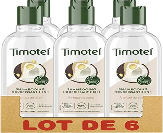 Timotei Women'S 2-In-1 Nourishing Shampoo With Coconut Oil, Nourishes And Detangles, Dehydrated Hair, Silicone Free, Shampoo And Conditioner 2-In-1 Pack Of 6 X 300 Ml
