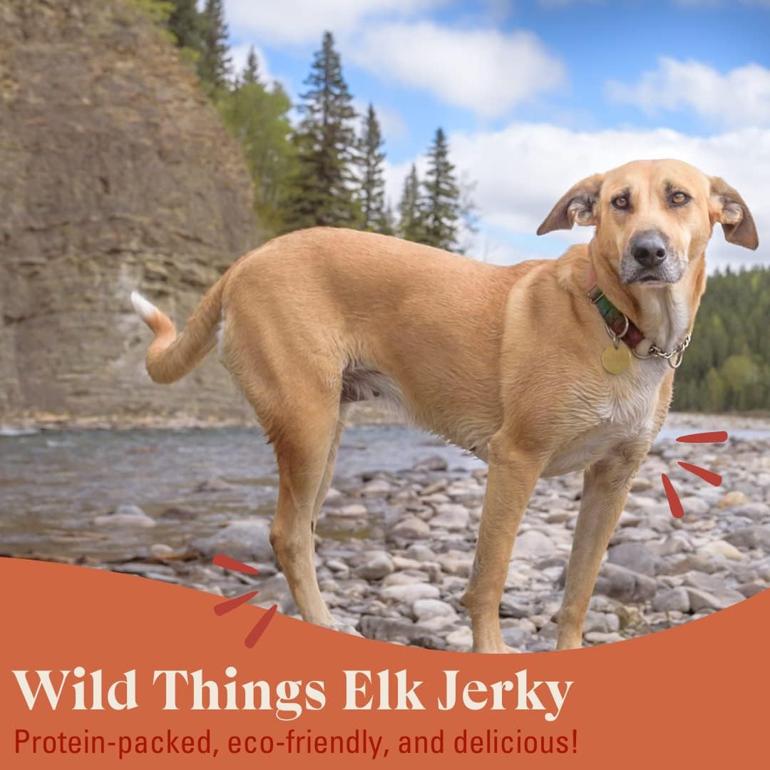 OTIS Elk Jerky for Dogs | Protein Packed, Pasture-Raised, Grass-Fed Elk Jerky Dog Treats Healthy Dog Treats - Wild Things | 4 Ounce Bag : Pet Supplies