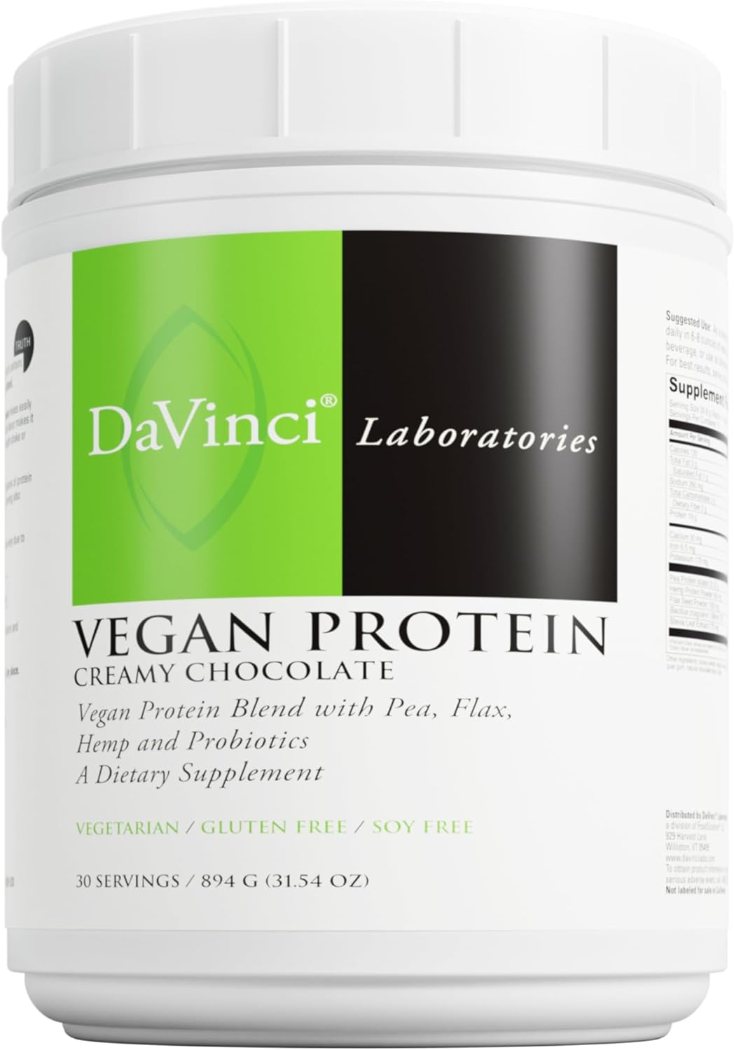 DAVINCI Labs - Vegan Protein - Creamy Chocolate - 30 Servings - 31.54