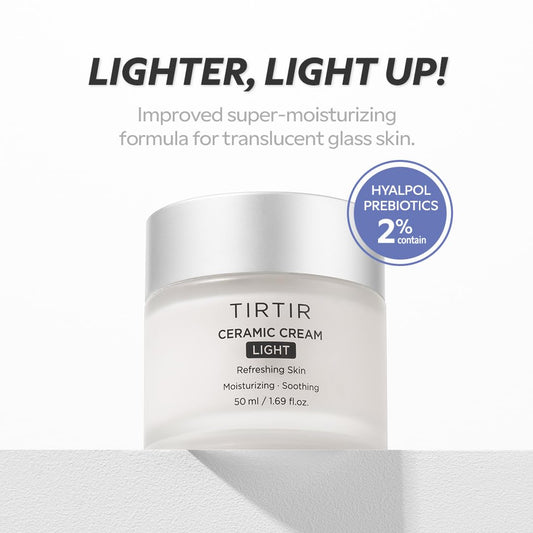 Tirtir Ceramic Cream Light | Deep Moisturizer For Glass Skin, Polyglutamic Acid, Centella Asiatica Extract, Skin Barrier, Lightweight, Mild, Nature Derived Ingredients, Dry Skin, Korean Skincare