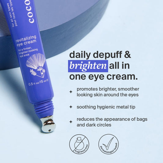 Revitalizing Eye Cream By Cocokind, Depuff & Reduce Fine Lines And Wrinkles, Cream For Firmer And Brighter Looking Eye Area, Hydrating With A Cool Metal Applicator Tip, 0.5 Fl Oz