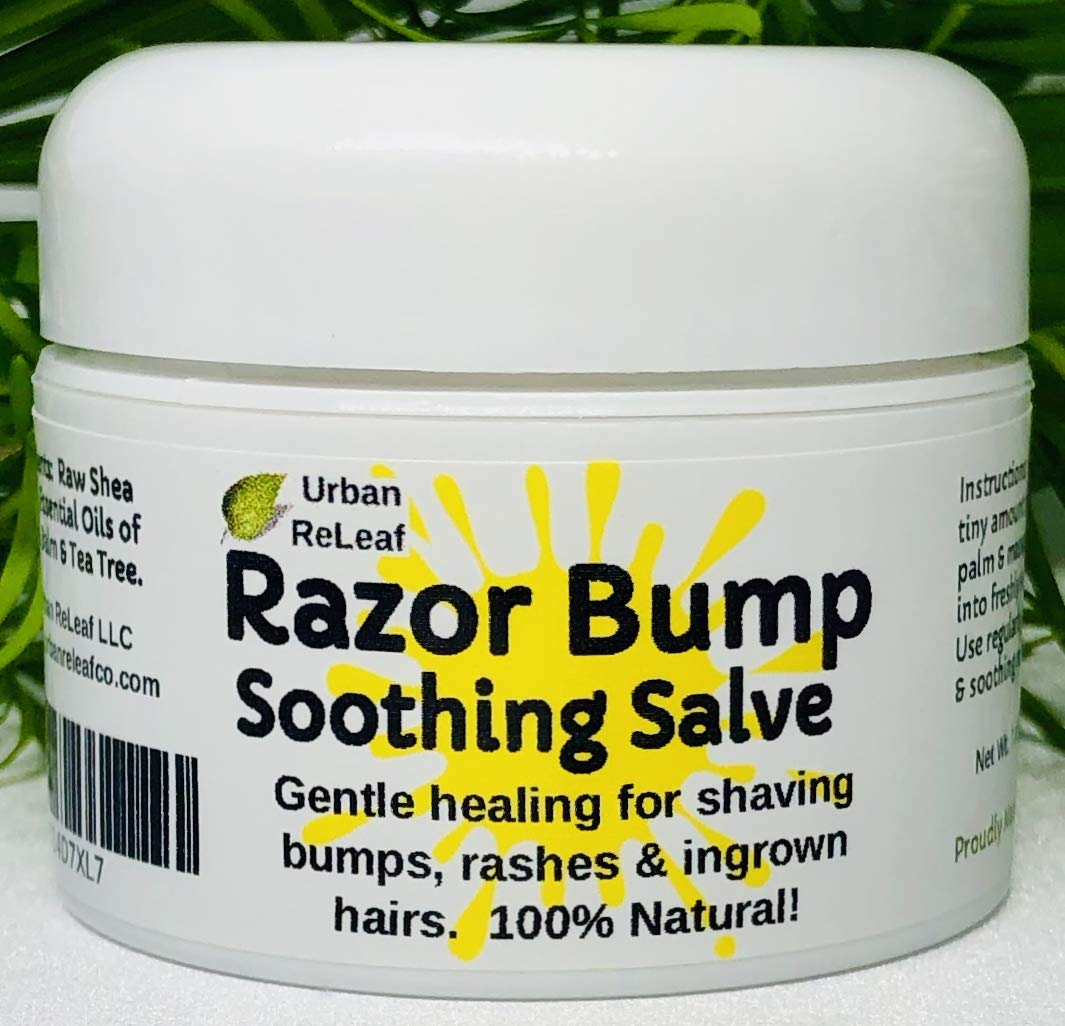 Urban Releaf Razor Bump Soothing Salve! 1 Oz. Quickly Soothe Bumps, Rashes, Ingrown Hairs & Razor Burn. 100% Natural, Vegan. Pure Shea, Tea Tree, Lemon Balm. For Face, Neck, Bikini, Body!