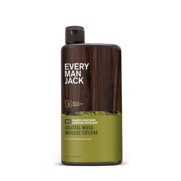 Every Man Jack 2-In-1 Daily Shampoo + Conditioner - Coastal Moss | Nourishing For All Hair Types, Naturally Derived, Cruelty-Free Shampoo And Conditioner Set For Men | 24Oz -1 Bottle