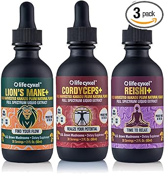 Life Cykel Professional Athletes Pack - Lion's Mane, Cordyceps, Reishi (3 Pack) : Health & Household