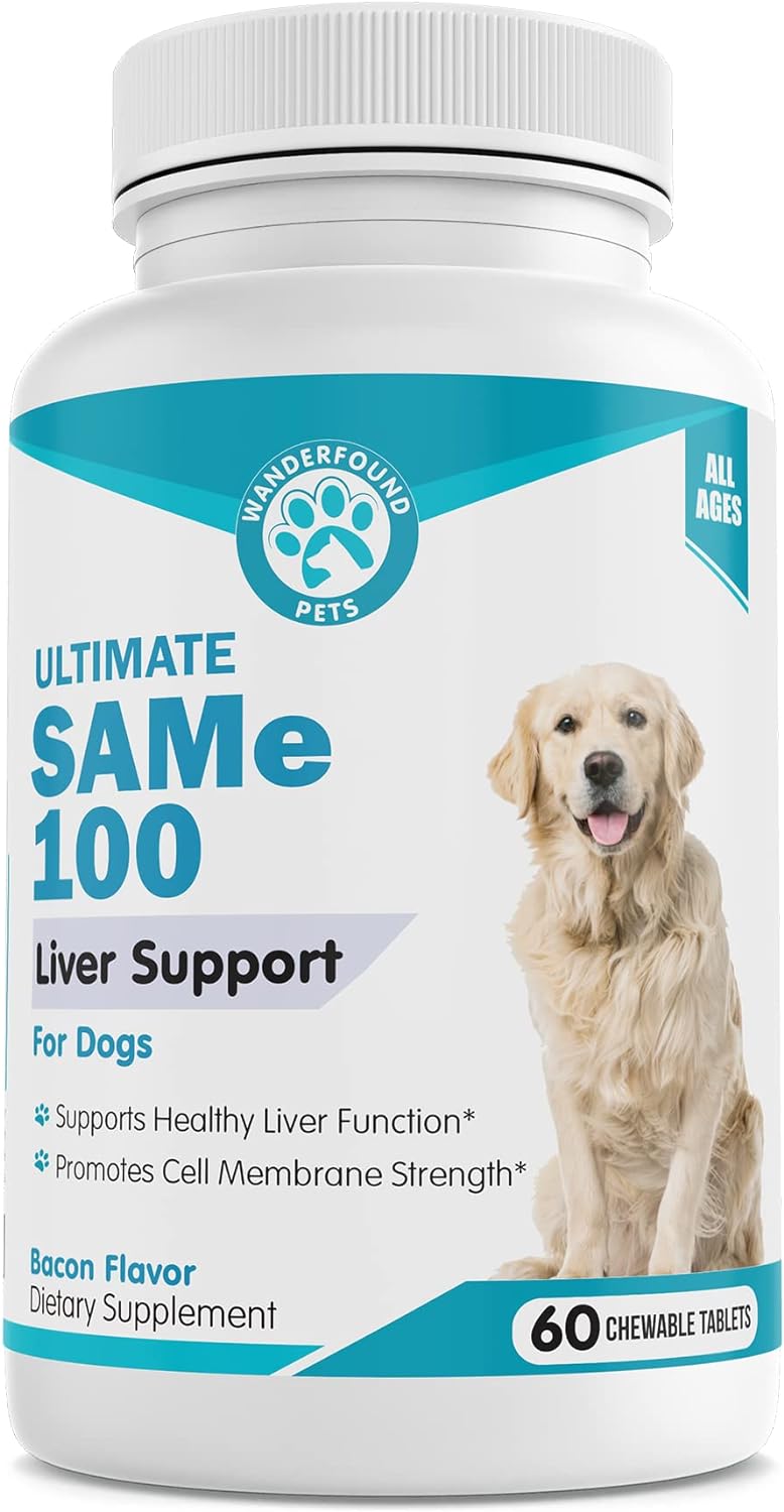 Same 100, Liver Support for Dogs, SAM e Chewable Hepatic Support for Dogs, Promotes Cell Membrane Strength, Bacon Flavor (60 Count)