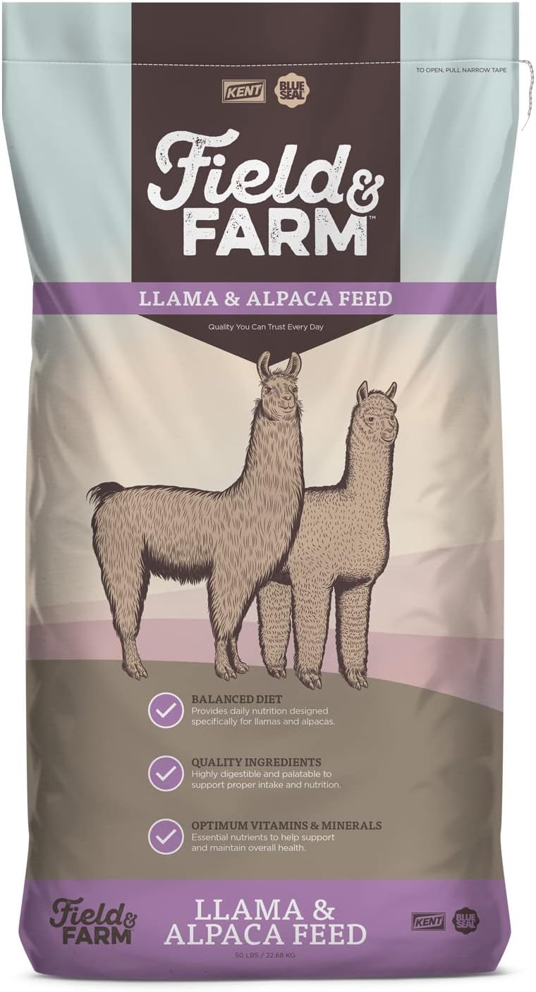 Kent Field And Farm Llama And Alpaca Pellet Feed | Optimum Vitamins And Nutrience, Balanced Diet, Ingredients | 50 Pound Bag