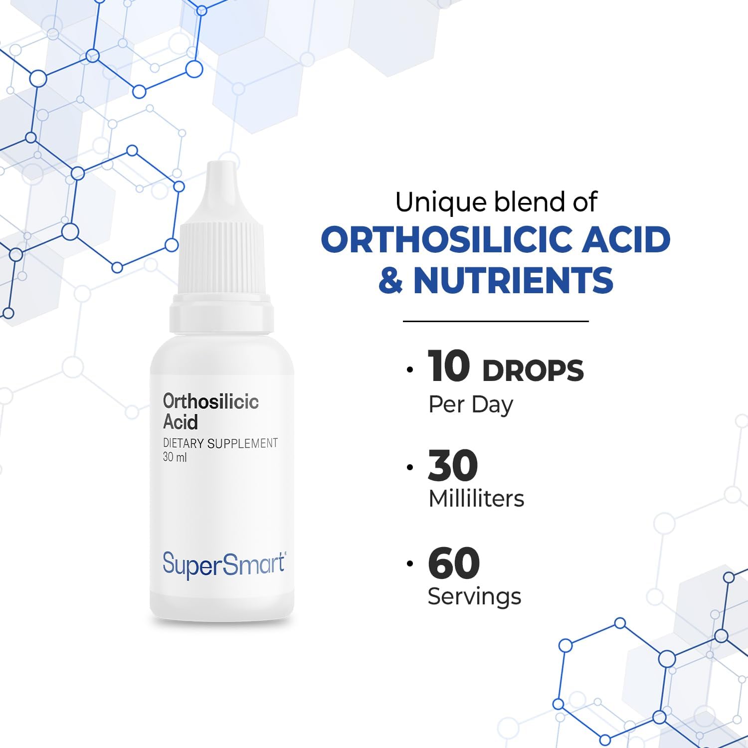 Supersmart - Orthosilicic Acid (Advanced Formula) - Silicon Supplement - With Msm, Choline, Carnitine, Boron, Minerals | Non-Gmo & Gluten Free - 30 Ml : Health & Household