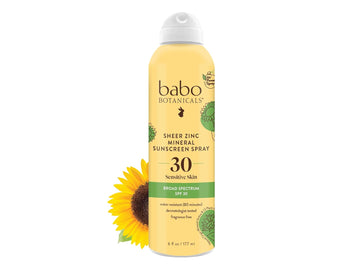 Babo Botanicals Sheer Zinc Continuous Sunscreen Spray Spf30 - Natural Zinc Oxide - Extra Sensitive Skin - Water Resistant - Vegan - Fragrance-Free - Air-Powered Spray - For All Ages