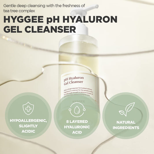 Ph Hyaluron Gel Cleanser - Hyaluronic Acid Hydrating Face Wash - Ph Balancing Formula For All Skin Types - Hypoallergenic Mild Makeup Cleansing Gel, 6.76 Fl.Oz