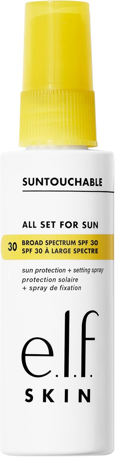 E.L.F. Skin All Set For Sun Spf 30, Setting Spray With Spf 30 For Long-Lasting Makeup, Weightless, Non-Greasy Formula, Vegan & Cruelty-Free, Packaging May Vary