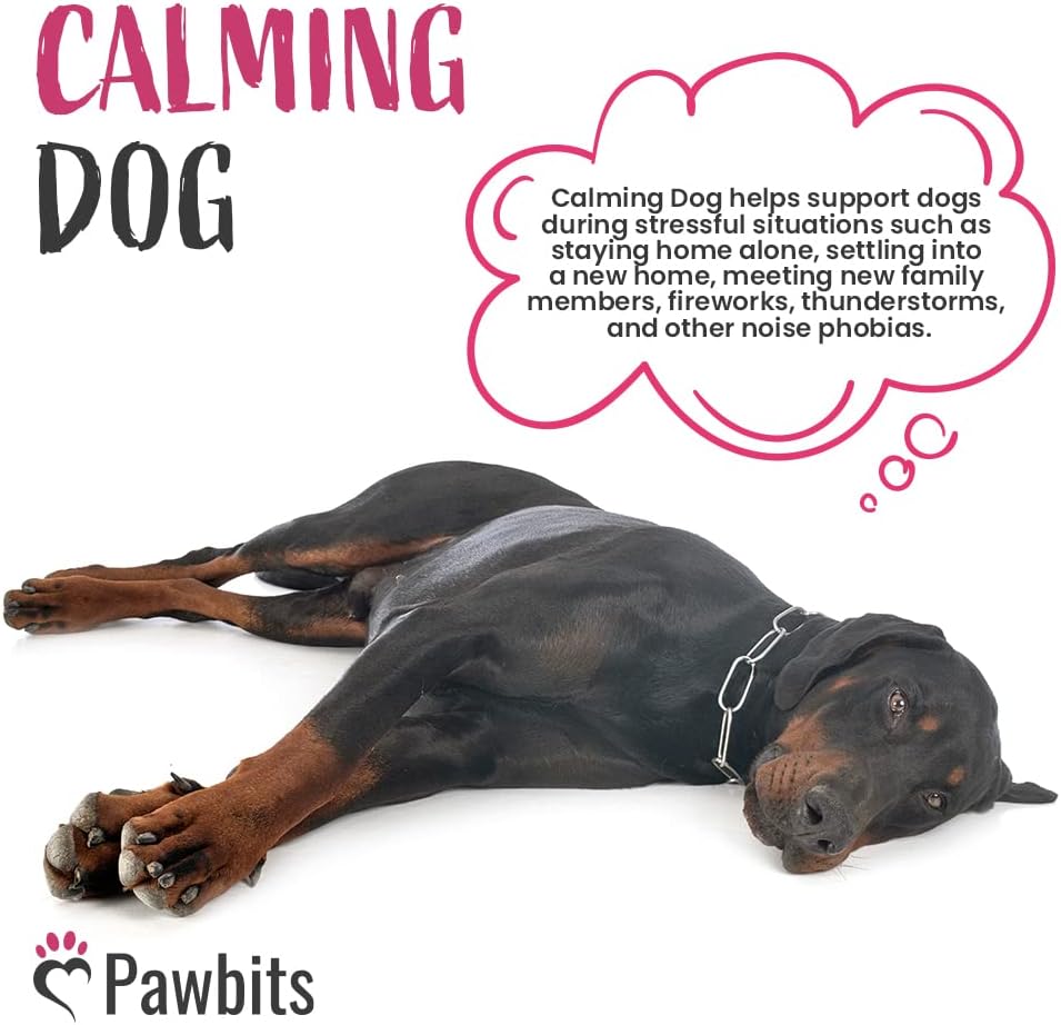 180 Pawbits Calming Tablets Supplement for Anxious & Hyperactive Dogs Calms Relaxes & Non-Sedative Dog Calming Tablets Fireworks, Behavioural Issues, Travel & Vet Visits Natural Calm Aid (180 Tablets) :Pet Supplies