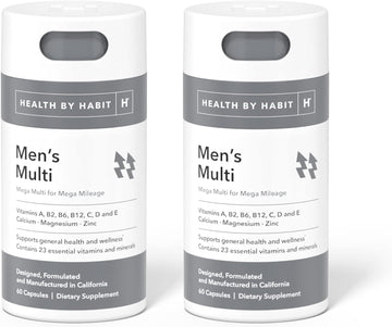 Health By Habit Mens Multi Supplement 2 Pack (120 Capsules) - 23 Essential Vitamins And Minerals, Supports General Health & Wellness, Non-Gmo, Sugar Free (2 Pack)